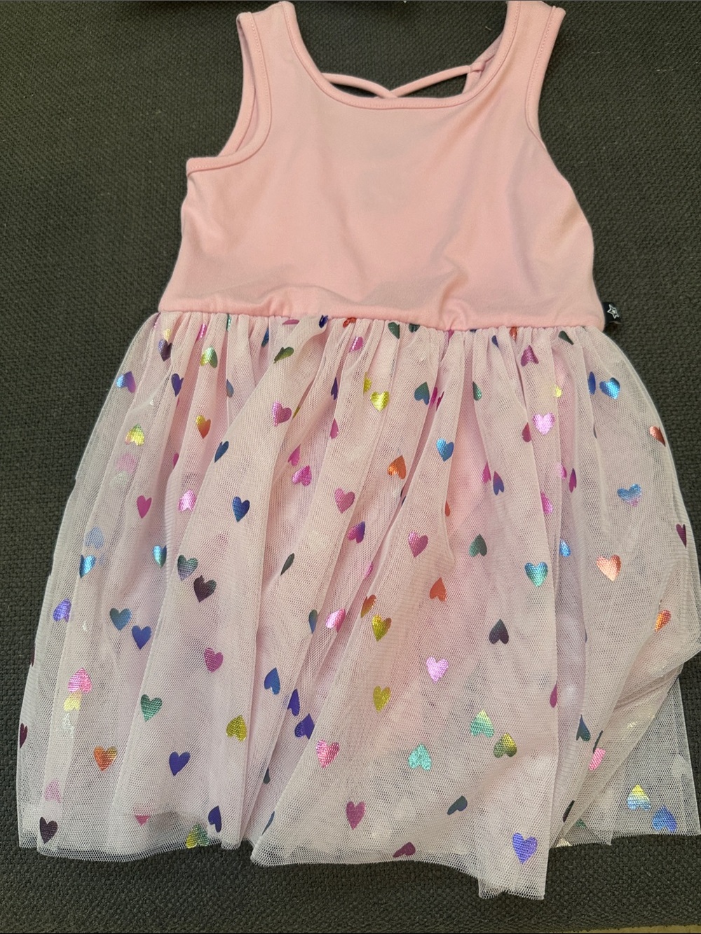 Girls' Pink Heart-Print Tulle leotard